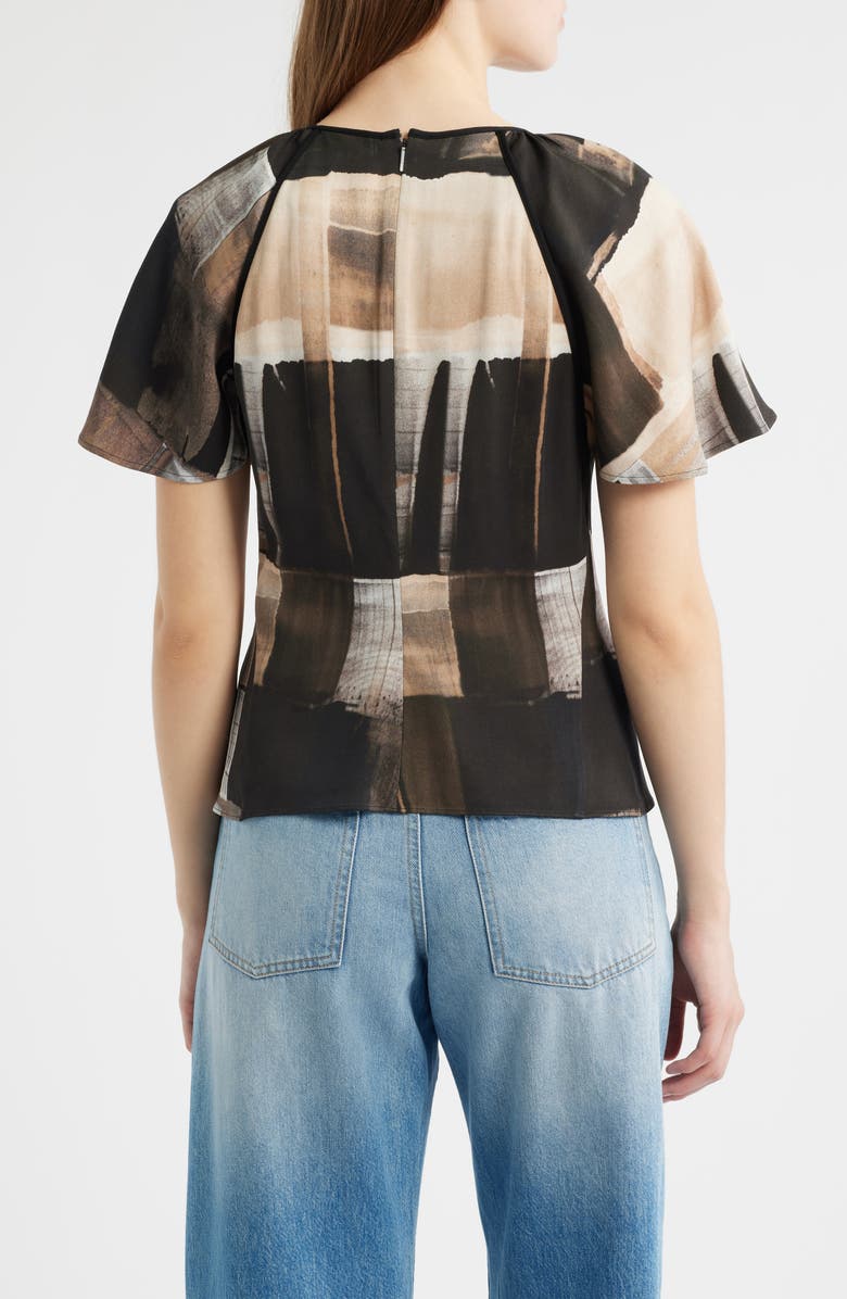 BOSS Bivalia Flutter Sleeve Top, Alternate, color, Painted Basalt Print