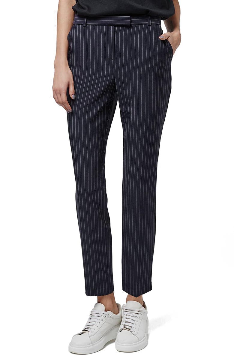Topshop Pinstripe Cigarette Trousers, Main, color, 