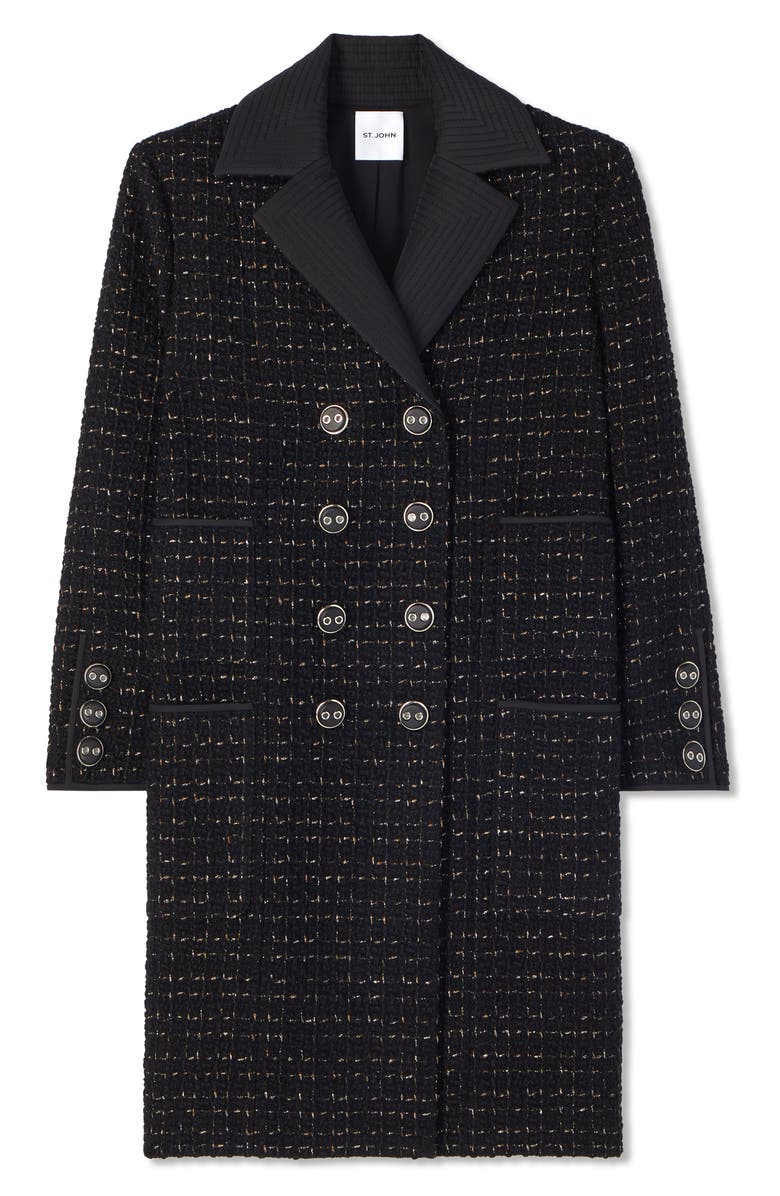St. John Collection Double Breasted Three Quarter Sleeve Tweed Jacket, Alternate, color, 