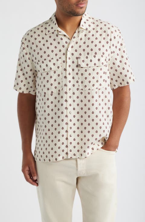 Short Sleeve Lyocell & Linen Button-Up Shirt