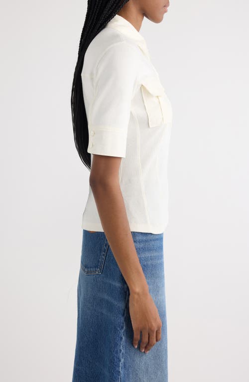 Chloé Mixed Media Utility Top In Coconut Milk