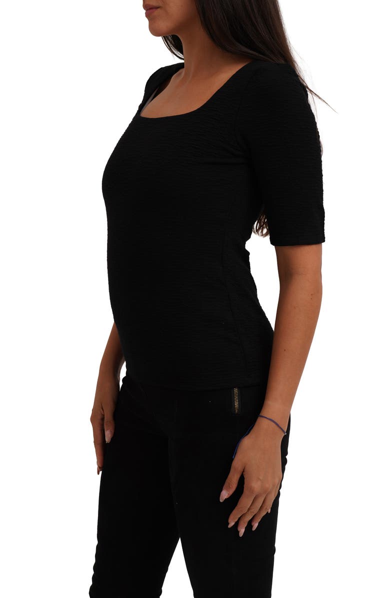 CYRUS Textured Elbow Sleeve Top, Alternate, color, Black