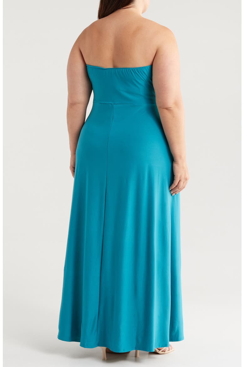 Pleated Stretch Strapless A-Line Dress, Alternate, color, TEAL