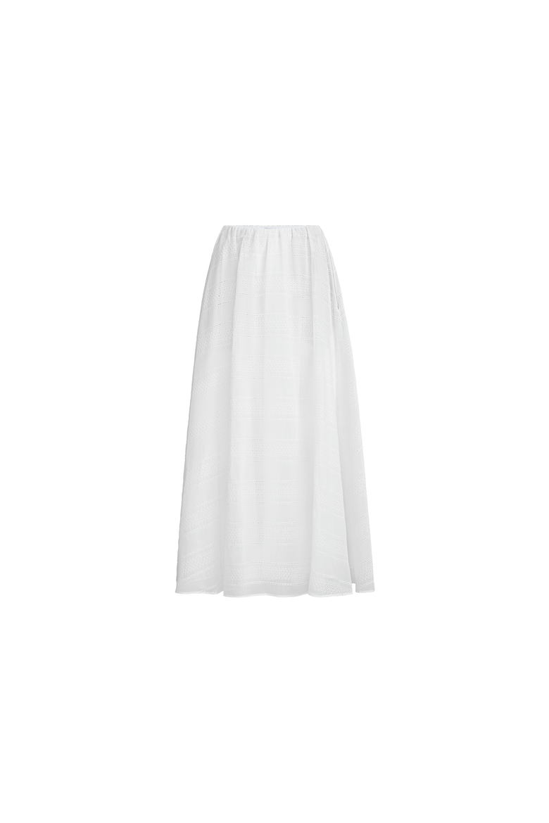Cotton organza broderie anglaise skirt, Alternate, color, White