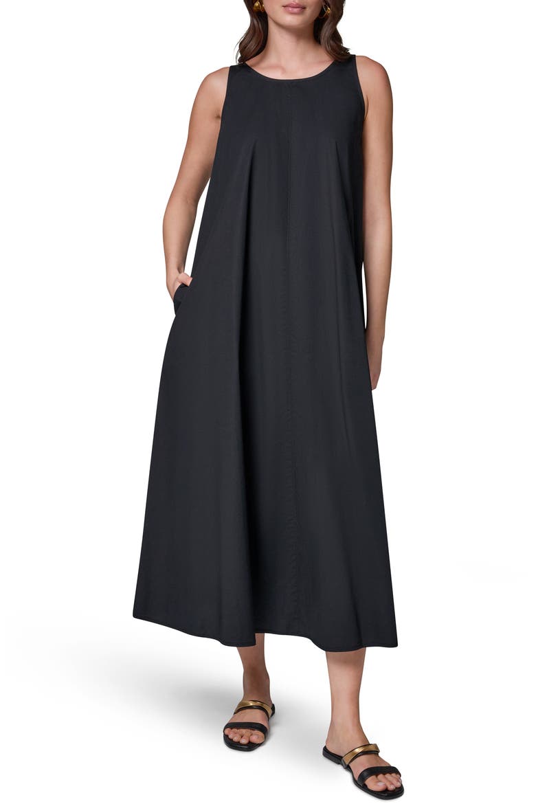 Tie Back Stretch Cotton Maxi Dress, Main, color, BLACK