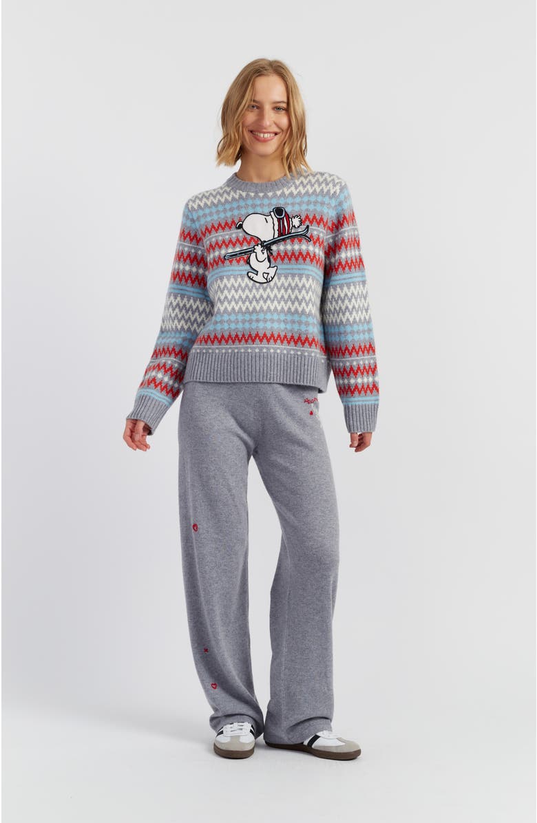 Chinti & Parker Wool-Cashmere Snoopy Ski Rollneck Sweater, Alternate, color, Grey Melange