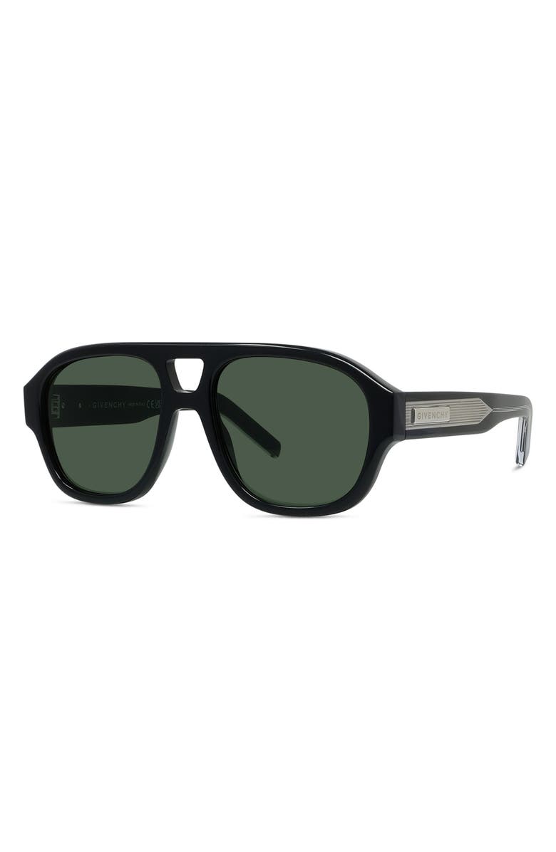 Givenchy Day 55mm Gradient Pilot Sunglasses, Alternate, color, Shiny Black / Green