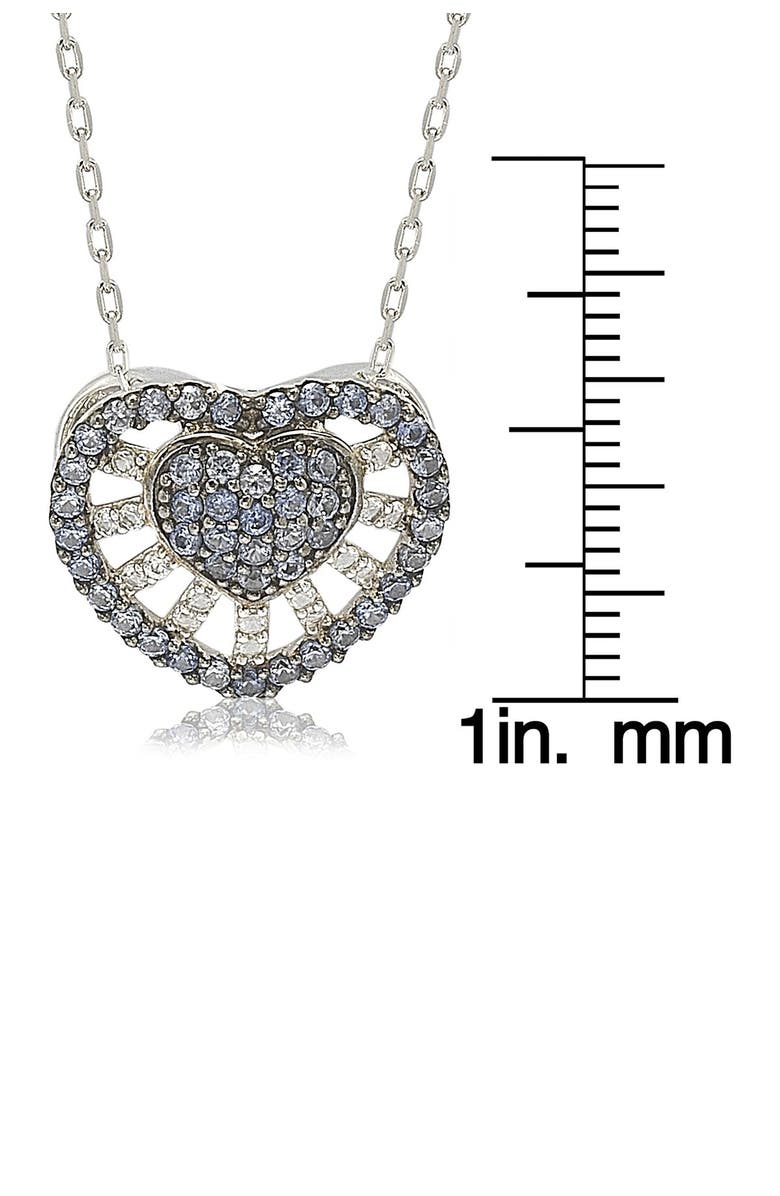 SUZY LEVIAN Sterling Silver Pavé Blue Sapphire & Lab Created White Sapphire Heart Pendant Necklace, Alternate, color, 