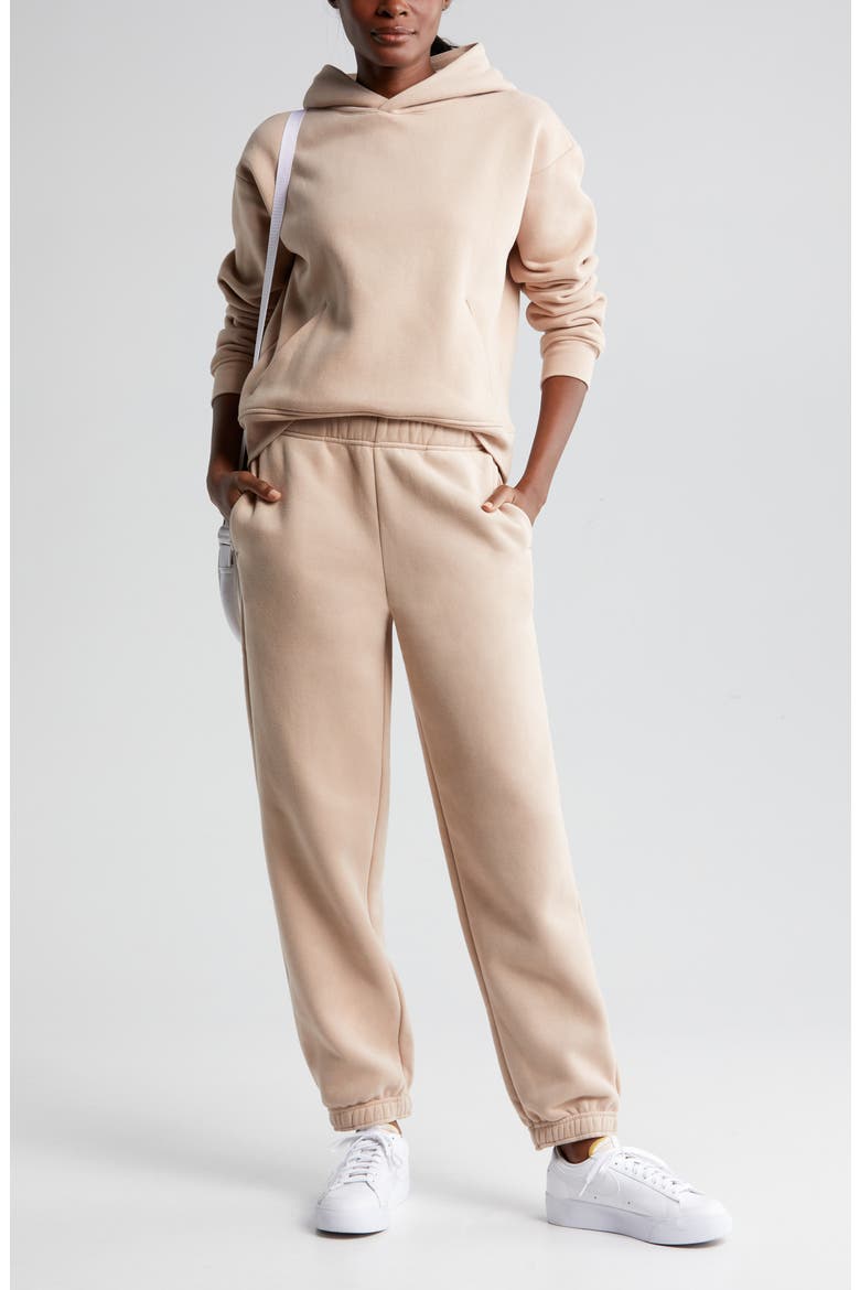 Cara Ultracozy Cotton Blend Fleece Joggers, Alternate, color, TAN TAUPE