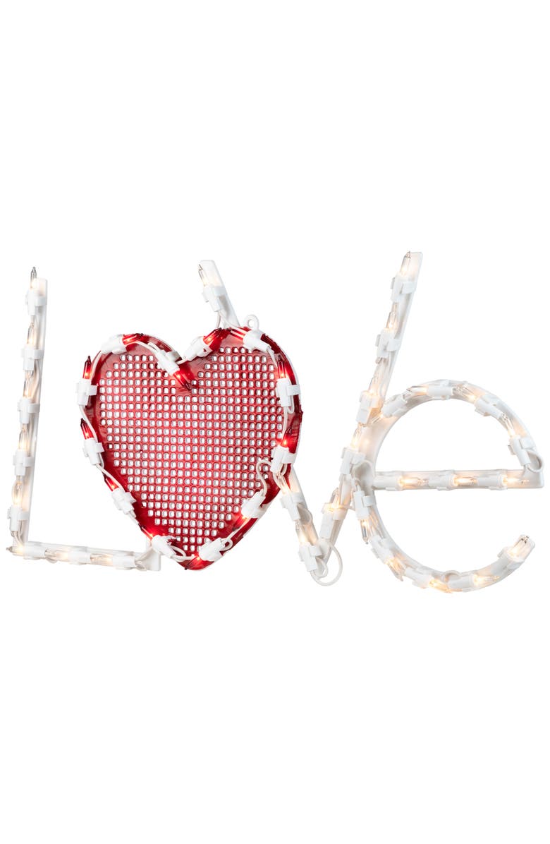 Northlight Lighted "Love" with Heart Valentine's Day Window Silhouette - 17" - White and Red, Alternate, color, 