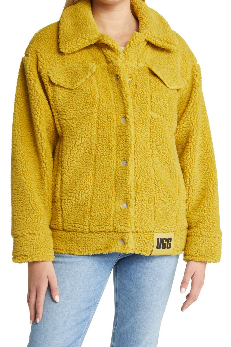 Fleece Trucker Jacket, Alternate, color, SEA KELP