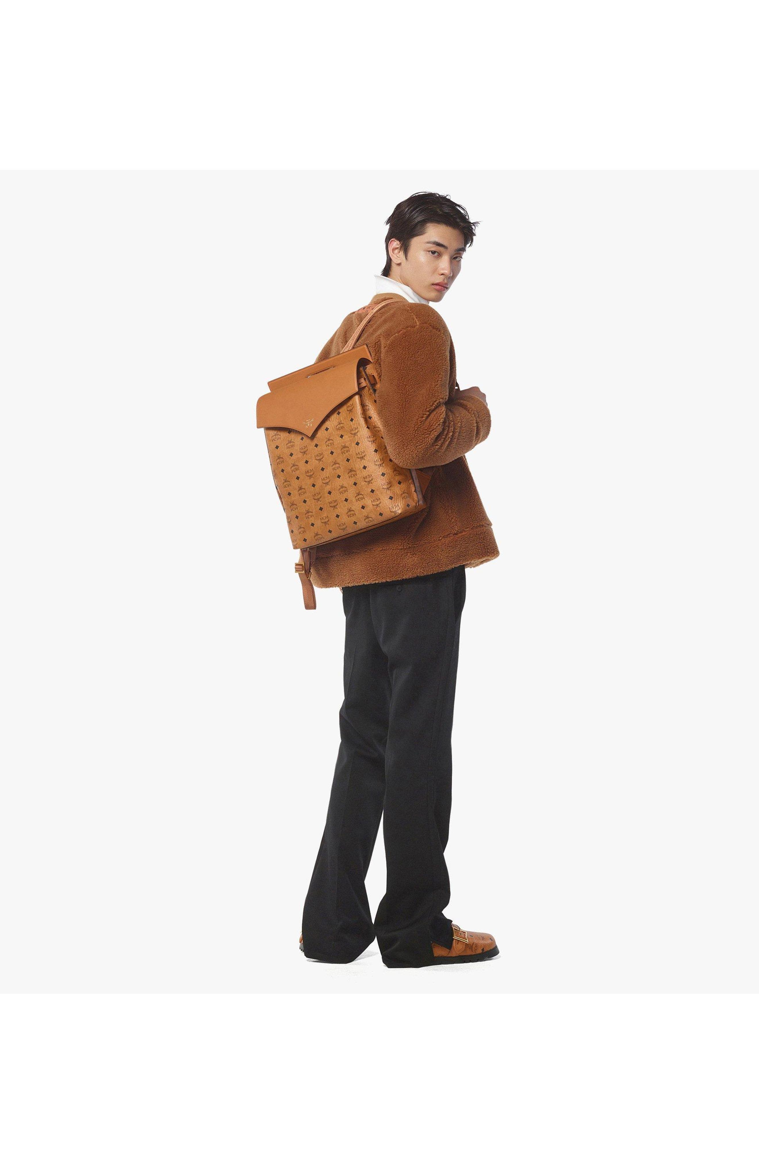 MCM Diamond Backpack in Visetos Leather Mix, Alternate, color, 