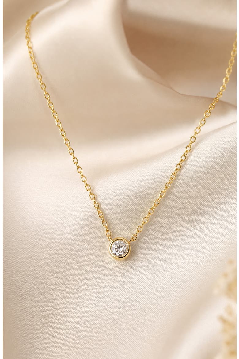 Lab Grown Diamond Bezel Pendant Necklace, Alternate, color, GOLD