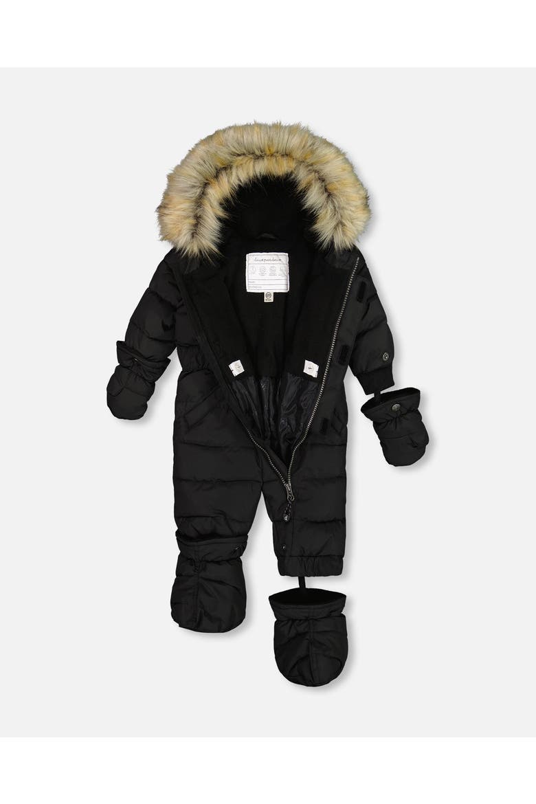 Baby Unisex One Piece Baby Snowsuit Black, Alternate, color, Anthracite