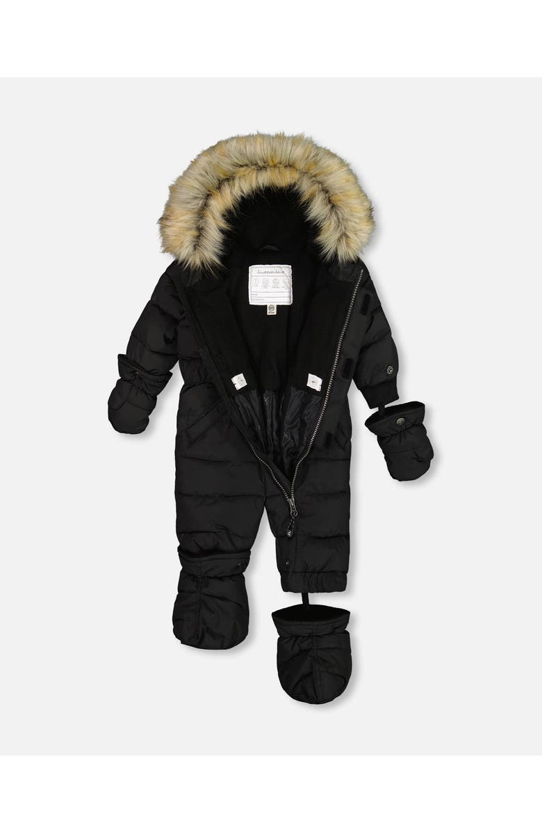 Deux par Deux Baby Unisex One Piece Baby Snowsuit Black, Alternate, color,