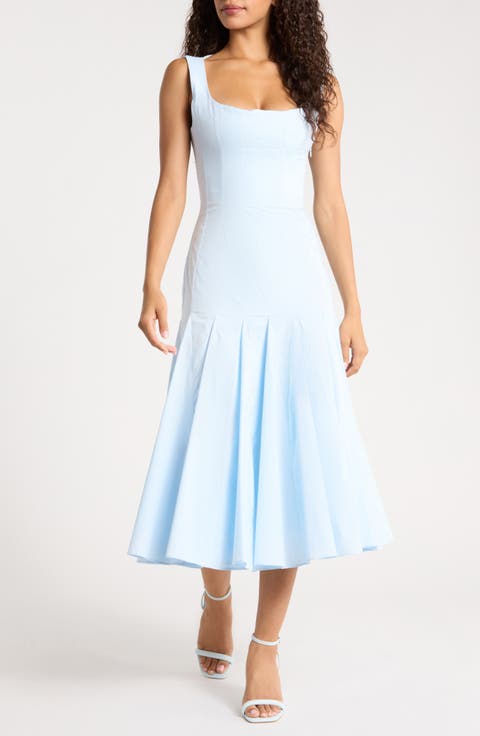 Soretta Pleated Lace-Up Fit & Flare Cocktail Dress