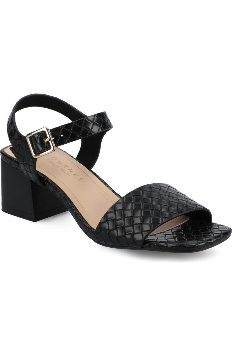 Journee Collection Shaina Sandal, Main, color, Black Woven