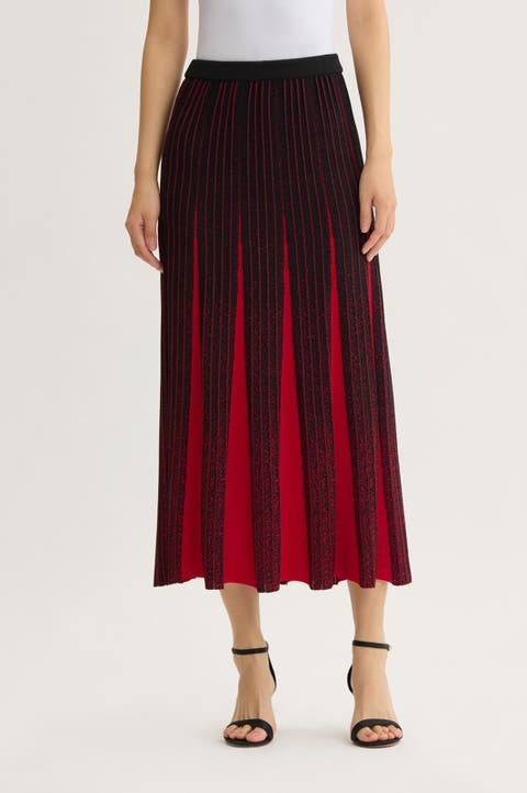 Two Tone Soft Ribbed Knit Maxi Skirt