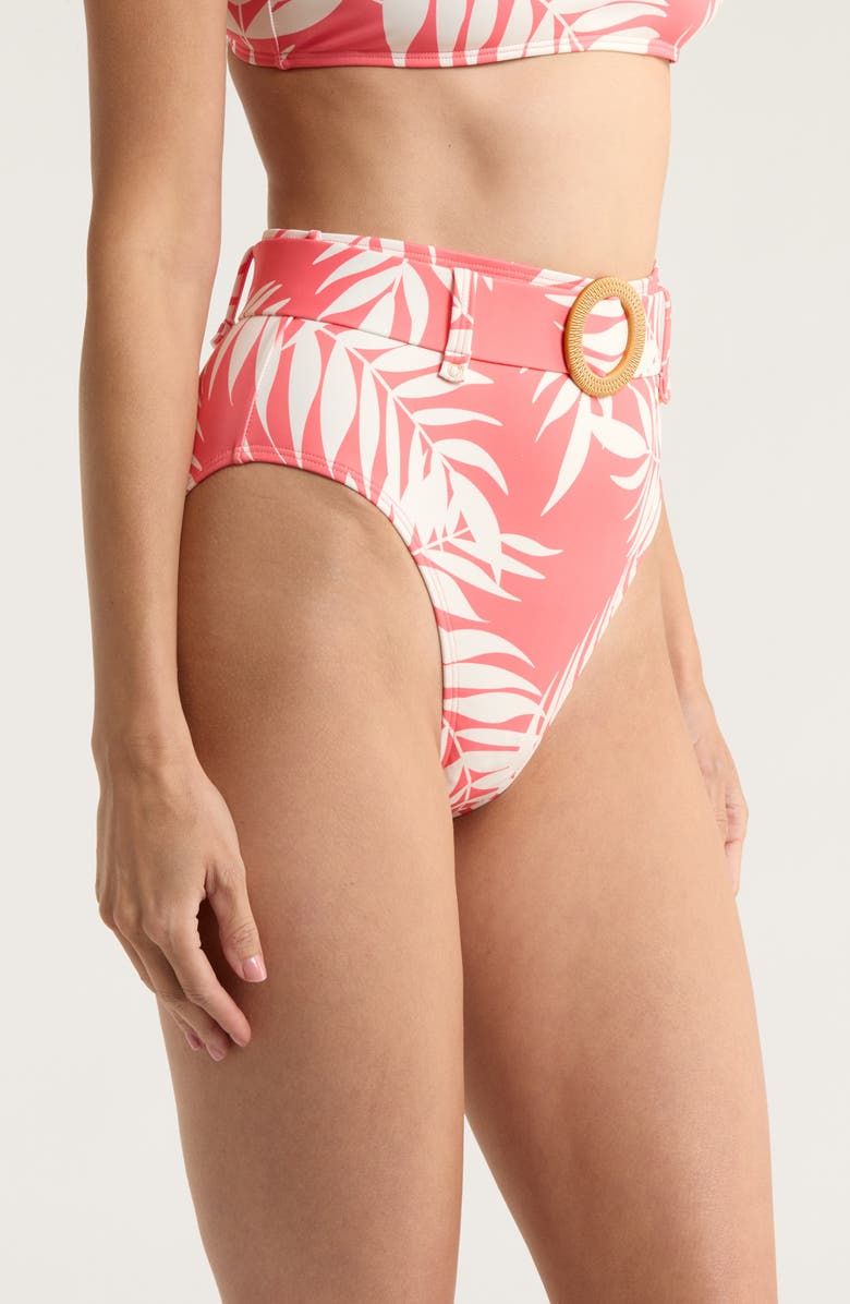 Hutch Conny O-Ring High Waist Bikini Bottoms, Alternate, color, Coral Paradise Foliage