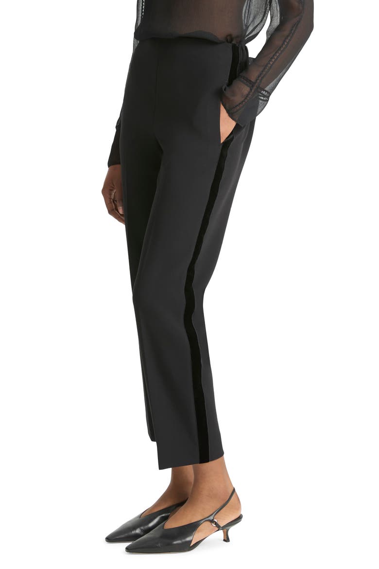Velvet Side Stripe Crop Pants, Alternate, color, BLACK
