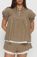 Princess Polly Chandelier Check Babydoll Top