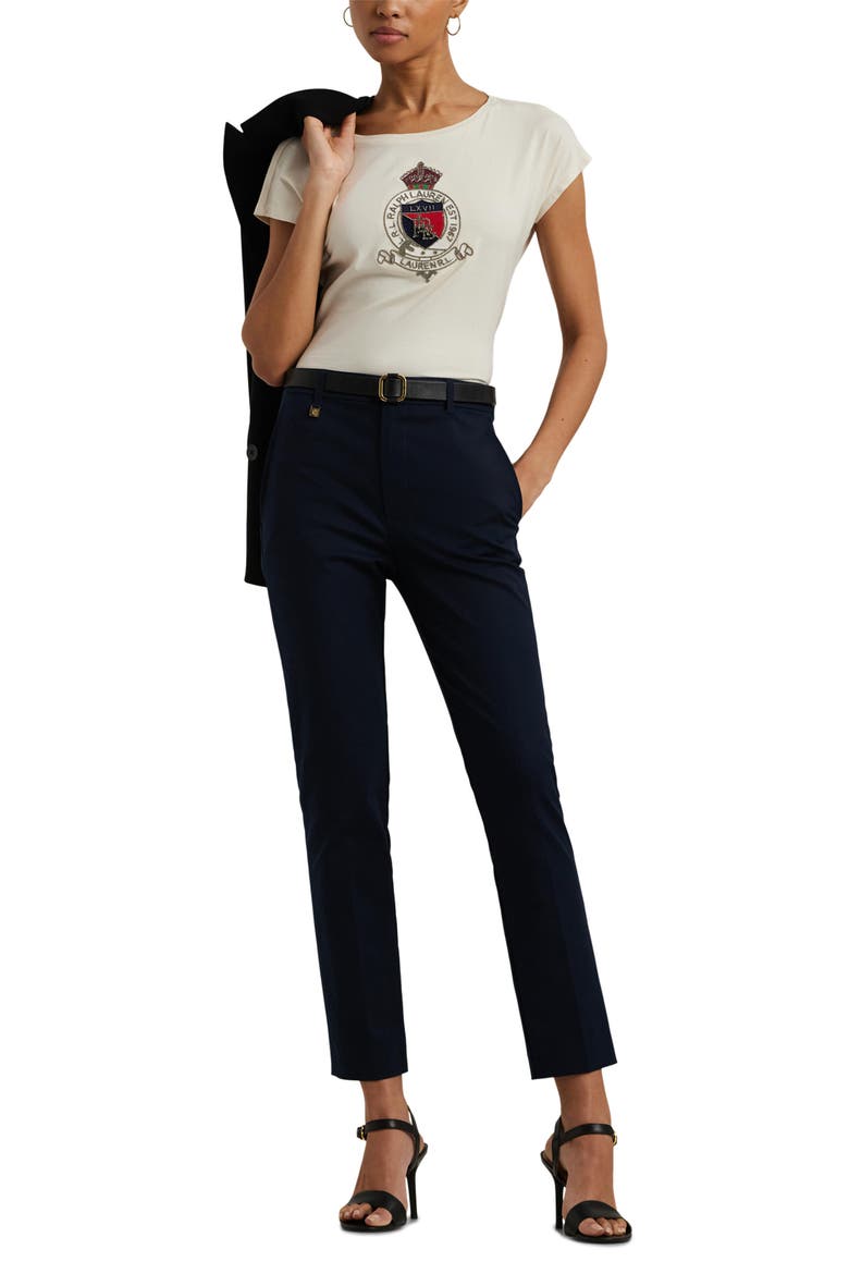 Double Faced Stretch Cotton Pants, Alternate, color, LAUREN NAVY