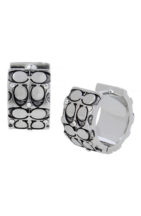 Logo Quilt Huggie Hoop Earrings