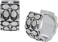 COACH Logo Quilt Huggie Hoop Earrings