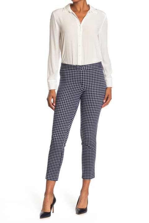 Windowpane Print Ponte Pants