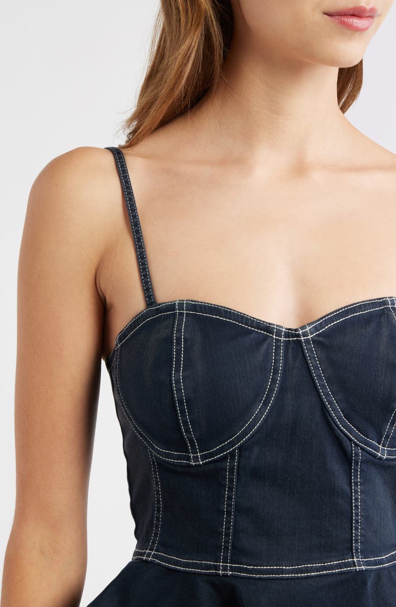 LOVE THE LABEL Tabitha Peplum Denim Top, Alternate, color, Pagent Blue