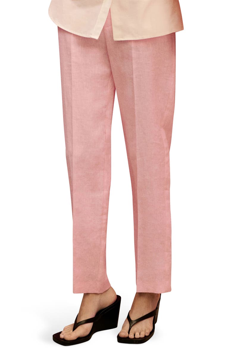 MANGO Boreli Linen Pants, Main, color, Light/ Pastel Pink