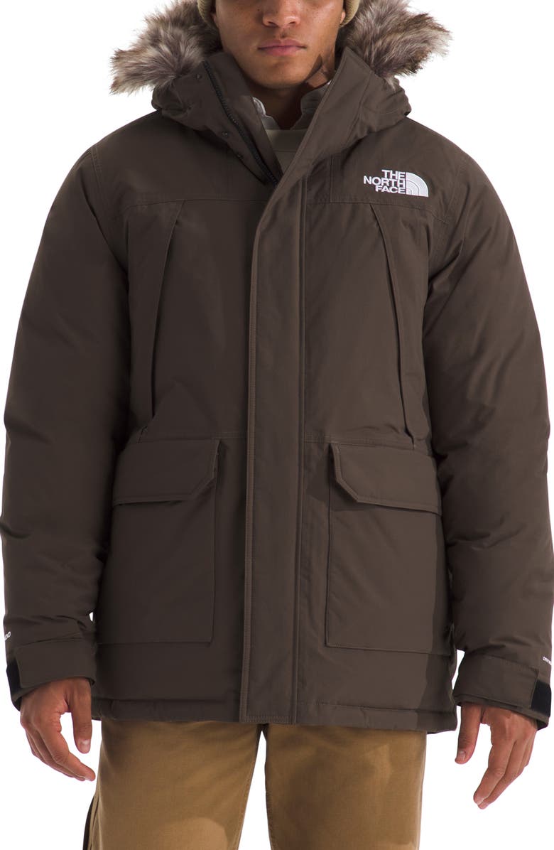 The North Face McMurdo Waterproof 600 Fill Power Hooded Down Parka with Faux Fur Trim, Main, color, Smokey Brown
