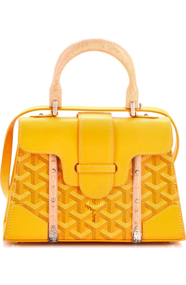 Pre-Owned Goyard Structured Saigon Top Handle Bag Coated Canvas with Leather Mini, Main, color, Yellow