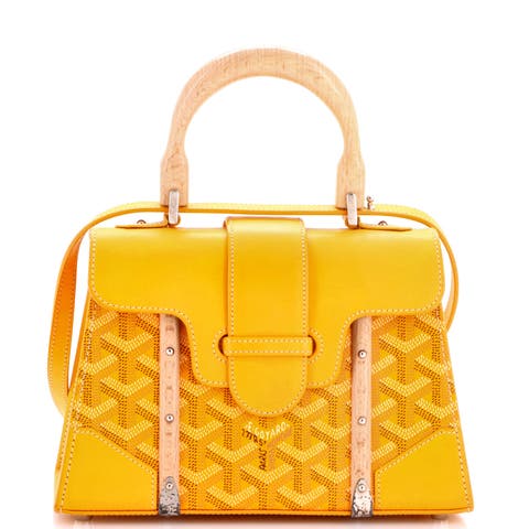 Structured Saigon Top Handle Bag Coated Canvas with Leather Mini