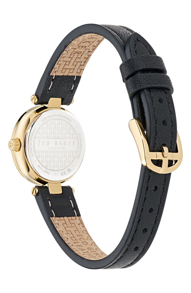 Ted Baker Jolyye Leather Strap Watch, 24mm, Alternate, color, Black