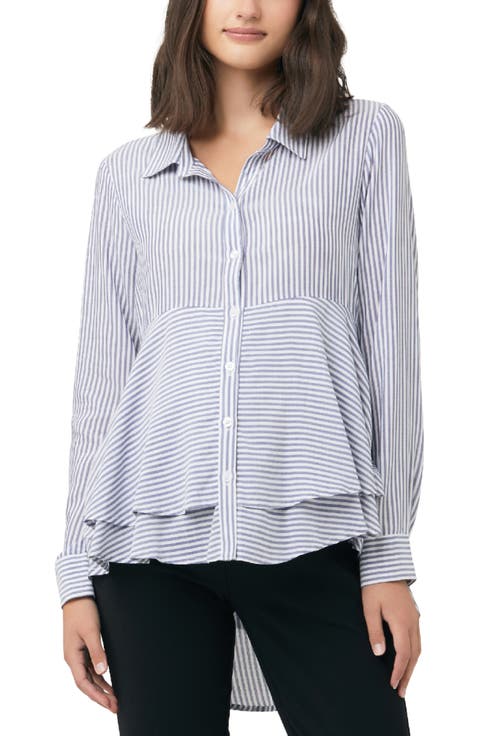 Stripe Layered Peplum Shirt