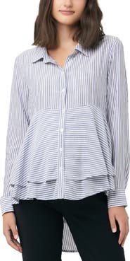 Ripe Maternity Stripe Layered Peplum Shirt