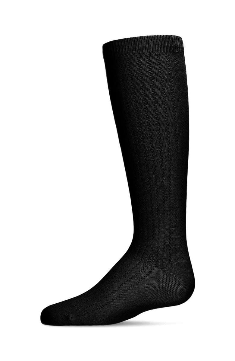 MeMoi Chain Stitch Knee High Socks, Main, color, Black