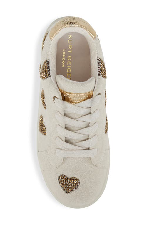 Kurt Geiger London Kids' Mini Lane Love Crystal Heart Sneaker In White