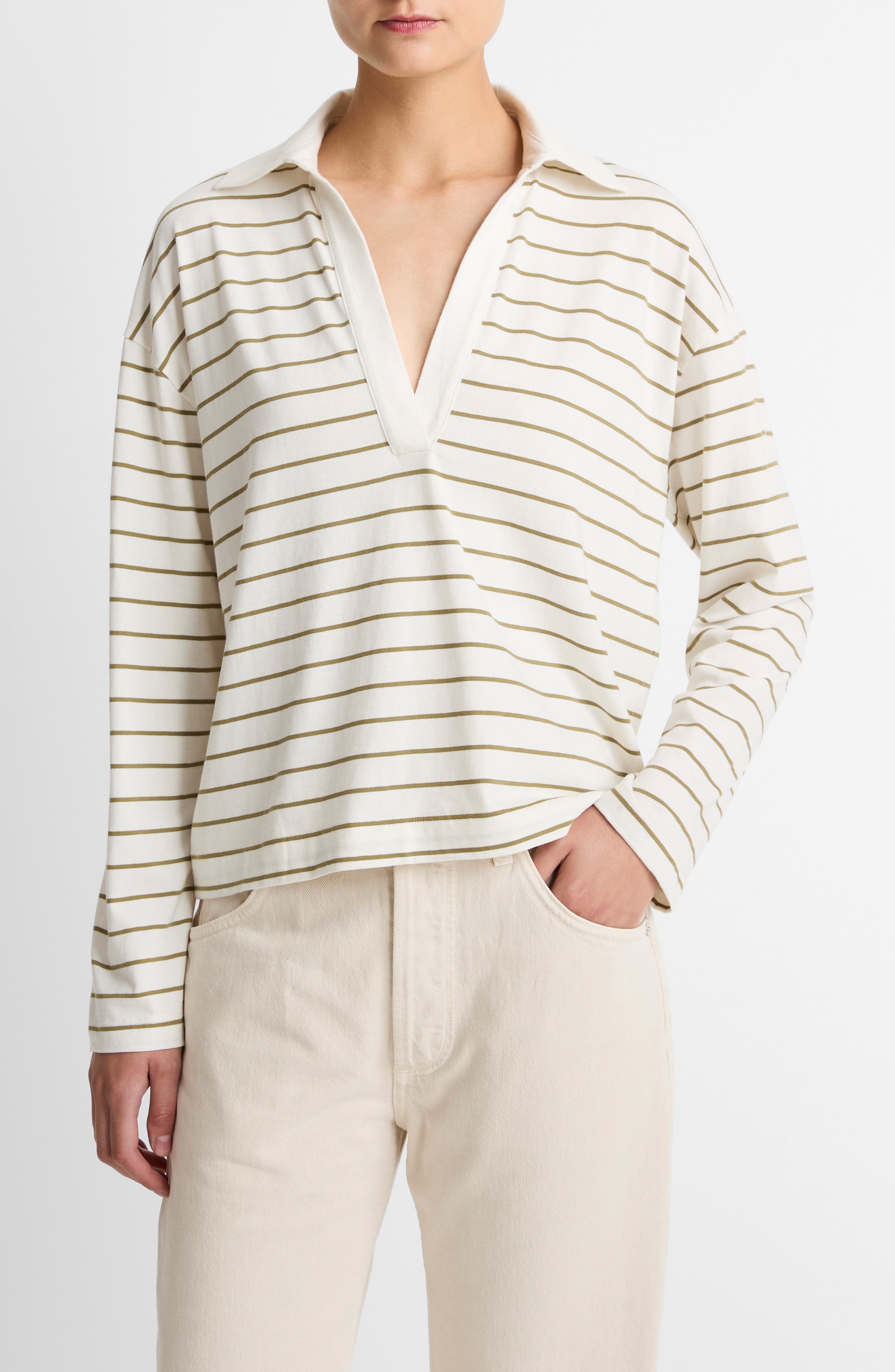 Stripe Johnny Collar Polo