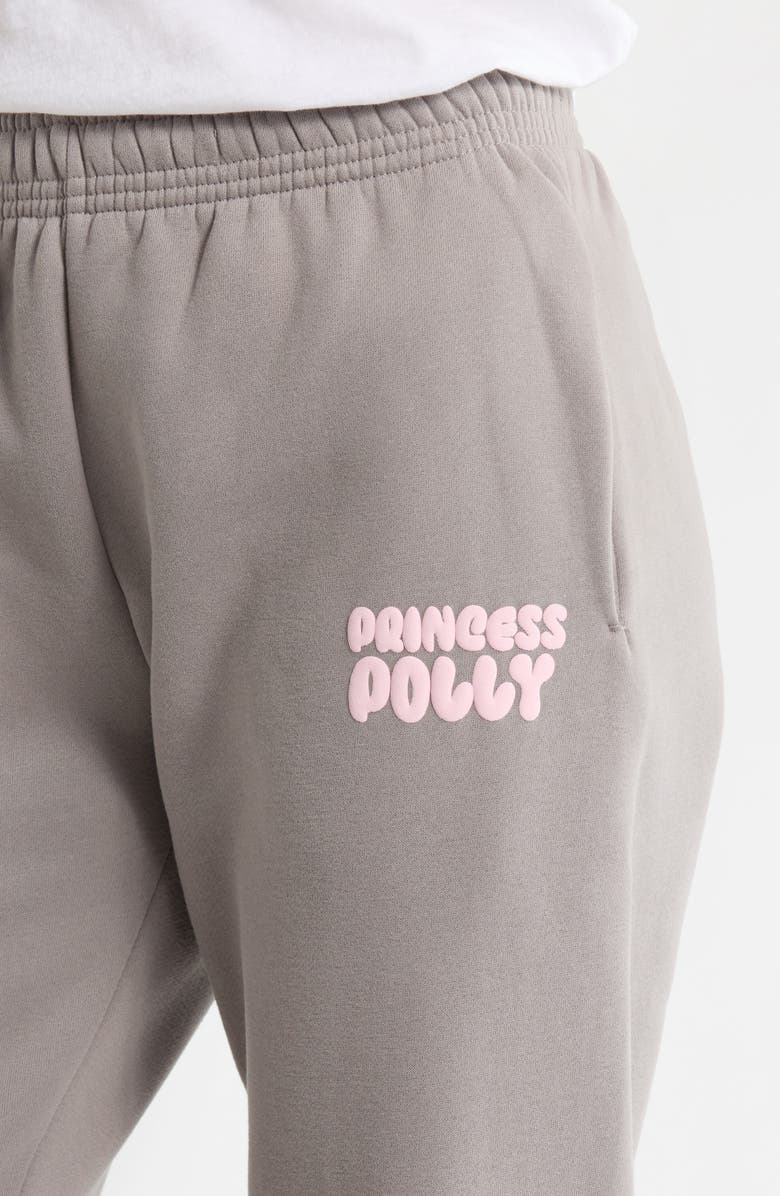 Princess Polly Puffy Logo Sweatpants, Alternate, color, Charcoal