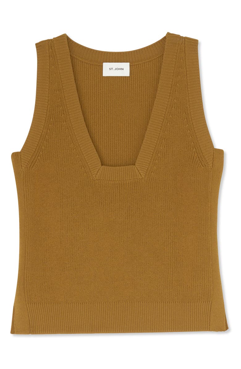 St. John Collection Square Neck Rib Sleeveless Sweater, Alternate, color,