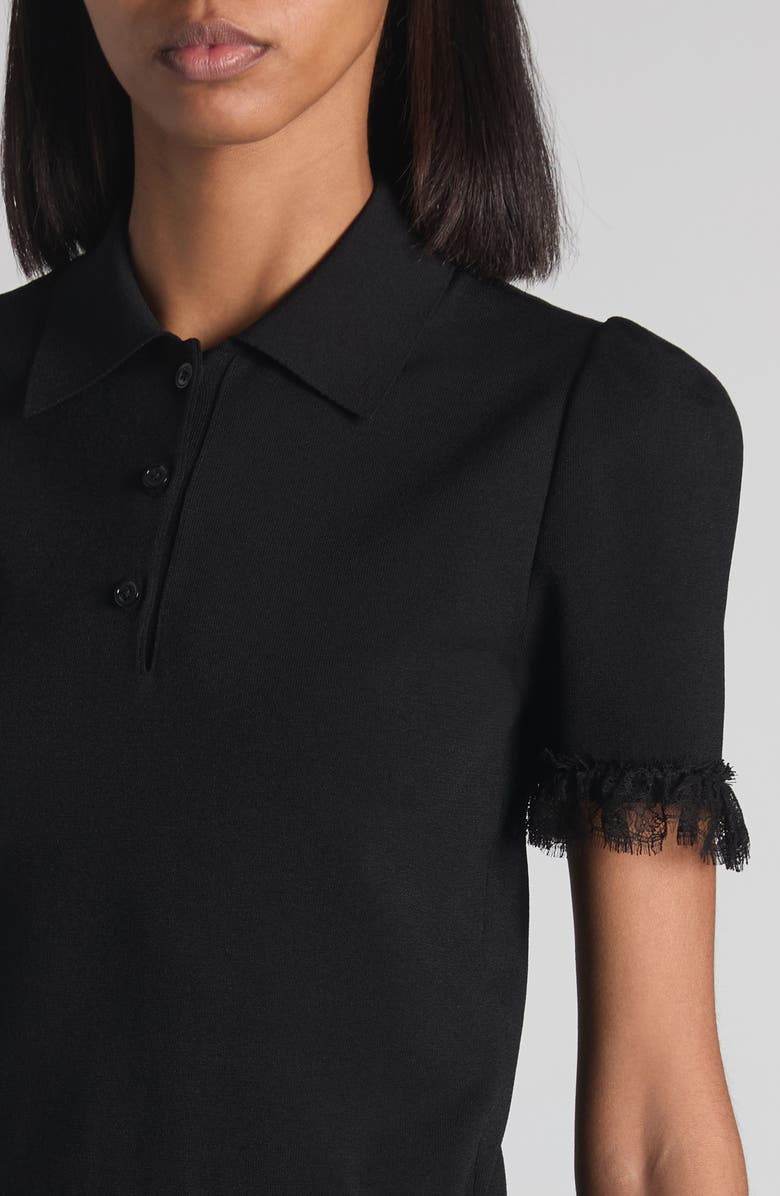 McQueen Lace Trim Polo, Alternate, color, Black