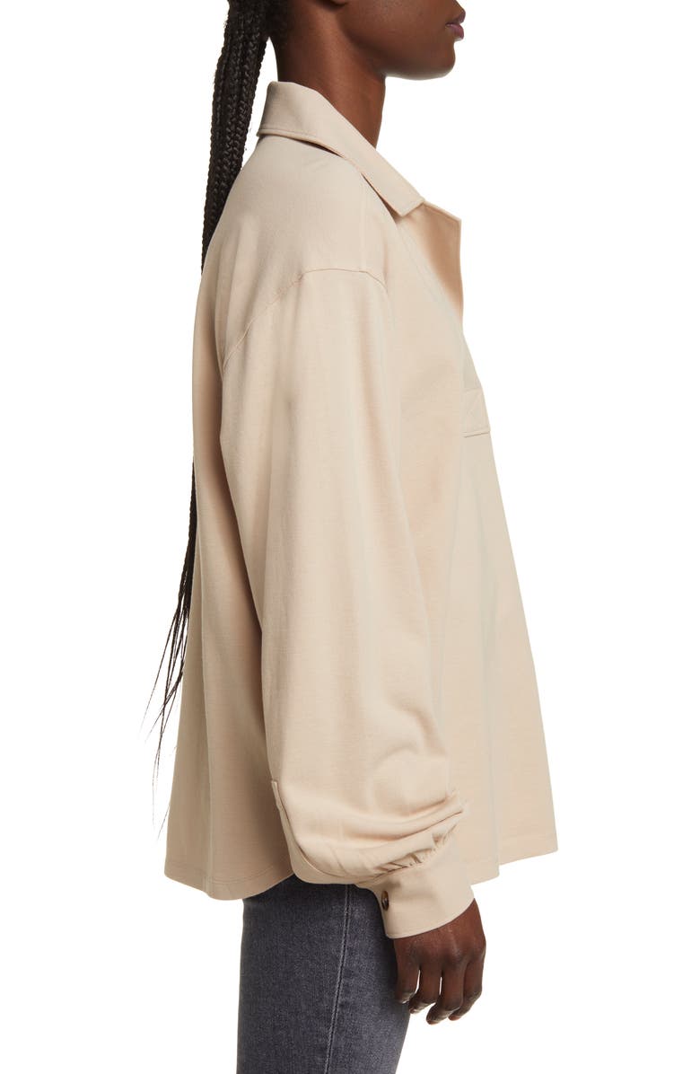 Treasure & Bond Oversize Long Sleeve Cotton Polo, Alternate, color,