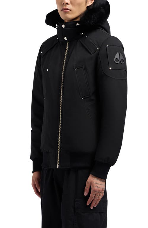 Moose Knuckles Original Genuine Shearling Trim Water & Wind Resistant 650 Fill Power Down Ballistic In Black/black