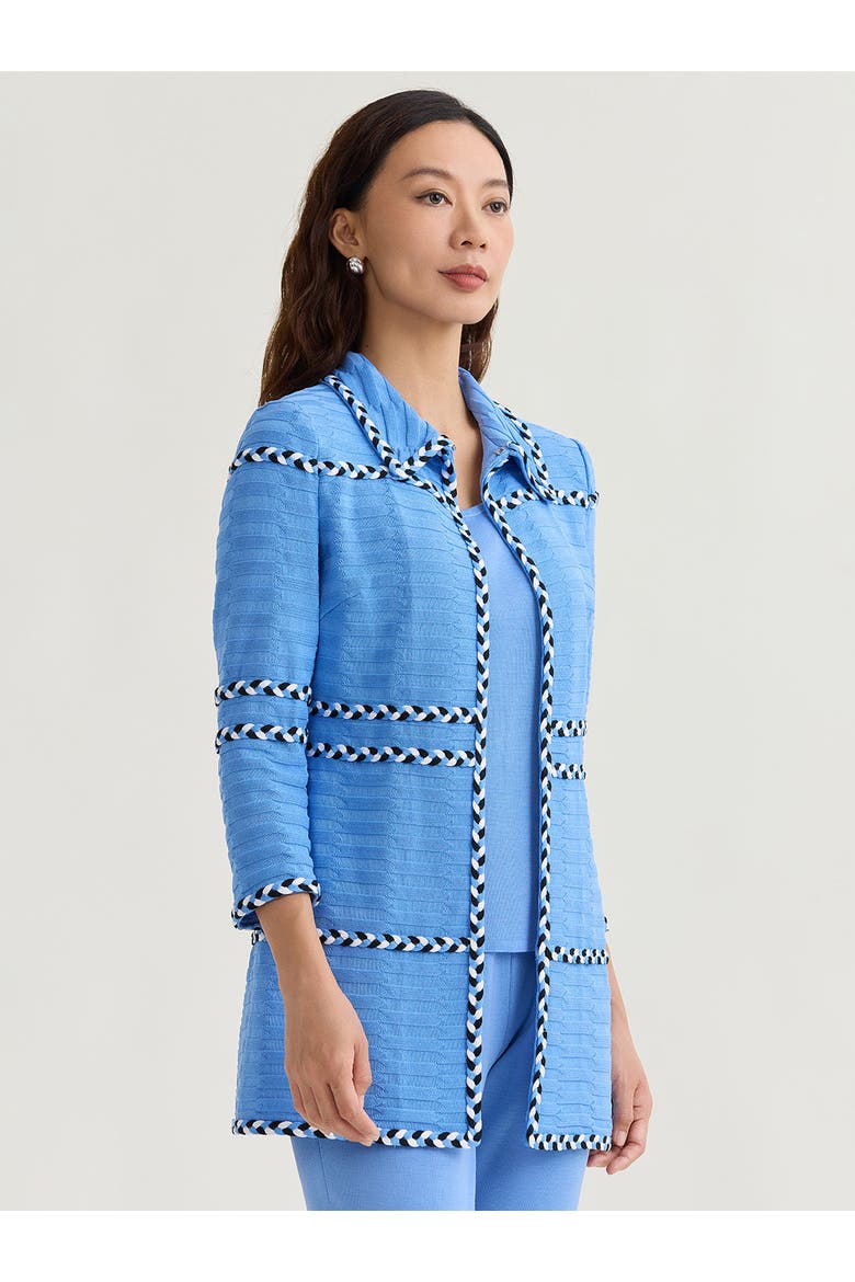 Tri-Color Braided Trim Knit Jacket, Alternate, color, Blue