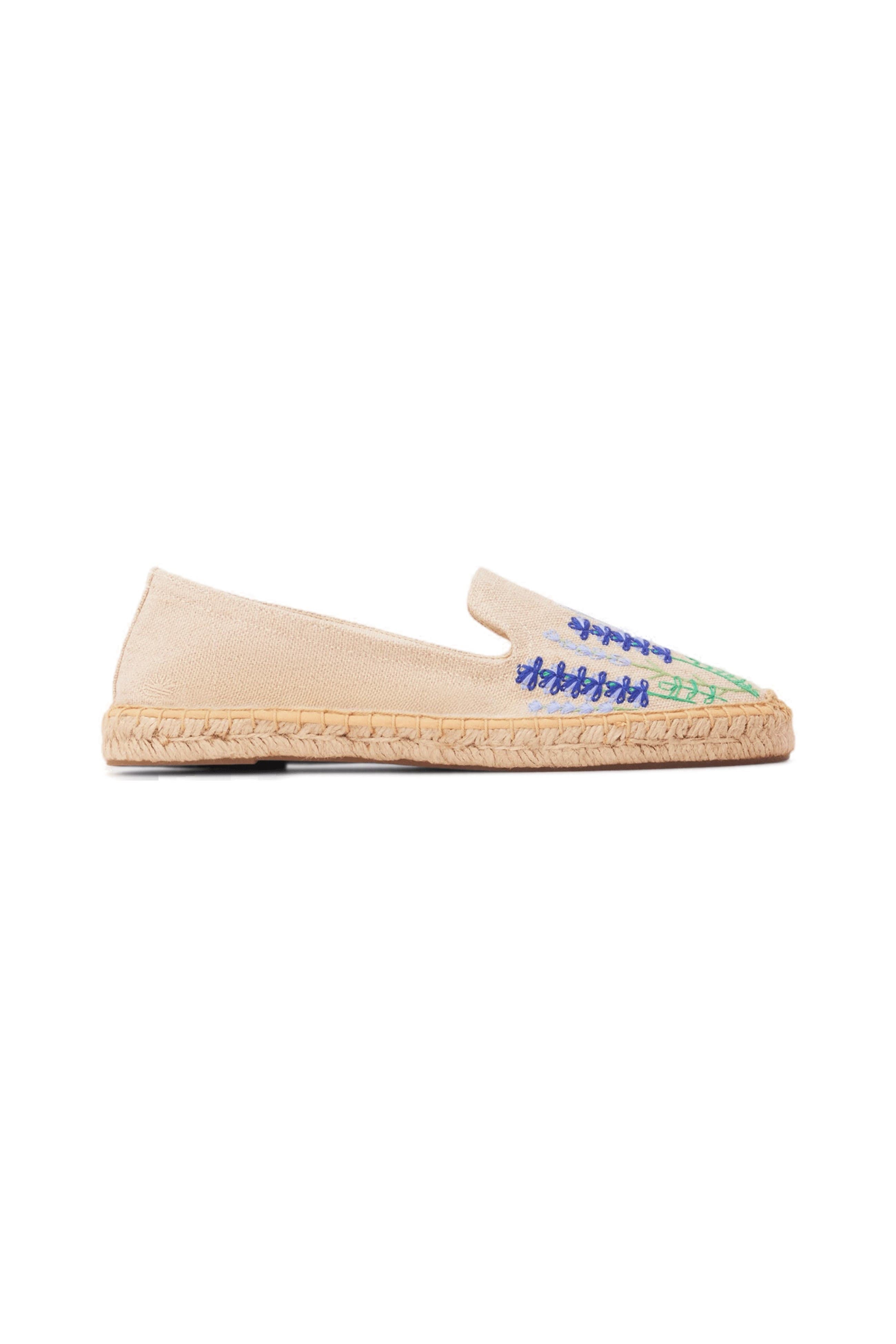 The Smoking Embroidery Espadrille, Main, color, Bluebonnets - Natural Undyed
