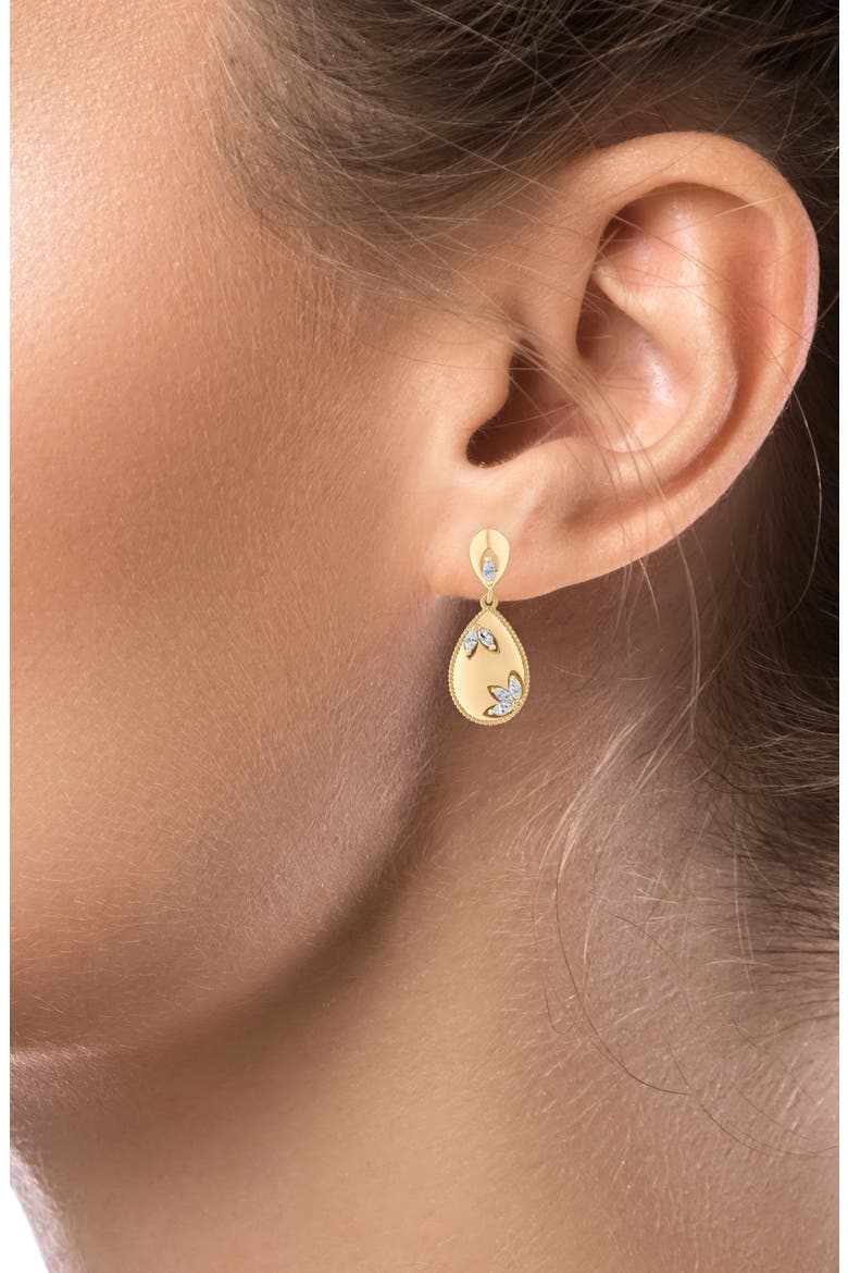 Cubic Zirconia Teardrop Earrings (Nordstrom Exclusive), Alternate, color, CLEAR GOLD