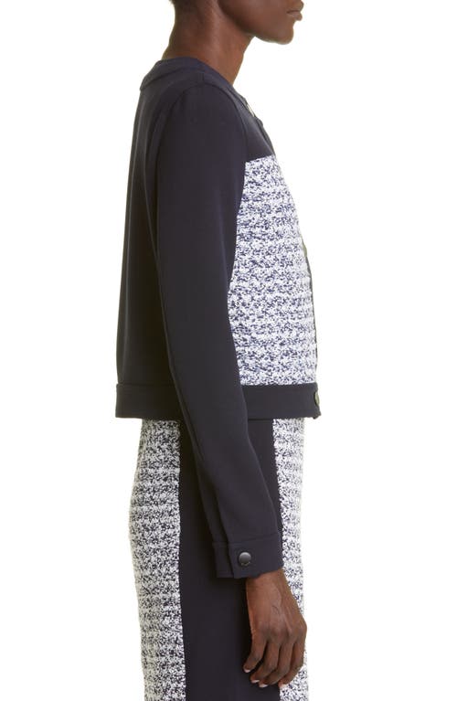St John St. John Collection Mixed Media Crop Jacket In Black