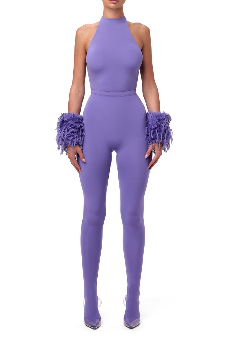 Faux Feather Wrist Cuffs, Alternate, color, LAVENDER